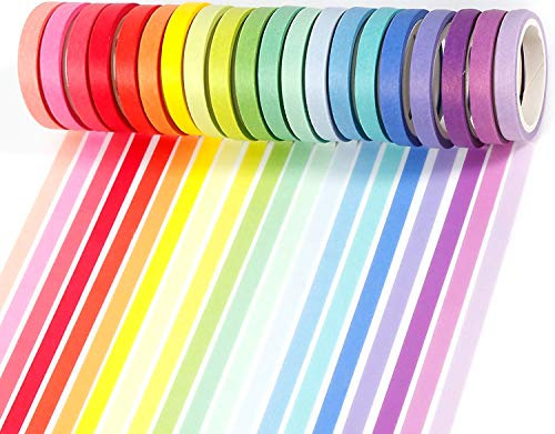 PuTwo Washi Tape, 20 Rollen Washi Tape Pastell, 8mm Washi Tape Set, Klebeband Bunt, Washitape, Washi Tape, Japanisches Washi Tape, Washi Tape für Tagebuch, Dekoratives Tape für Kunsthandwerk