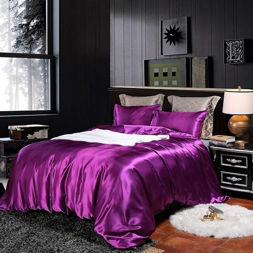 Set di biancheria da letto con copripiumino singolo e singolo, in seta, reversibile, estivo, reversibile, per luna di, sexy, lussuoso, morbido, leggero, spazzolato, per decorazione della camera