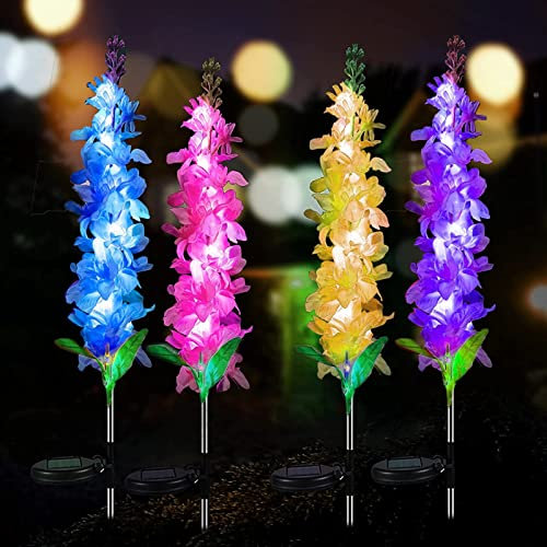 Solar-Violett-Rasenlicht 4 Stück Solarleuchten Gartendekoration LED Solarlampen Landschaftspfad Solar Bodenleuchten Aussen IP68 Wasserdichte für Gartendekoration, Hof, Park, Pfad, Korridor, Rasen