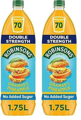 Robinsons Double Strength Orange & Pineapple No Added Sugar Squash 1.75L, Packaging may vary (Pack of 2)