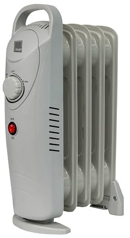 KNIGHT 5 Fins 500W Oil-Filled Radiator Heater White Colour with Thermostat, Overheat Protection, Power Switch, for indoor use, Quiet Electric Space Heater for Bedroom, Office, Home (5 Fins)