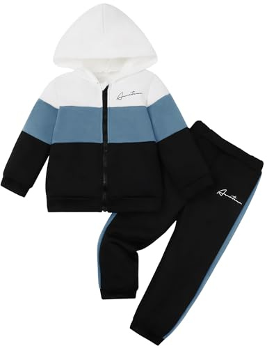 Hotfiary Boys 2 Piece Zip Up Tracksuit Set Hoodie & Jogger, Sky Blue 6-7Y