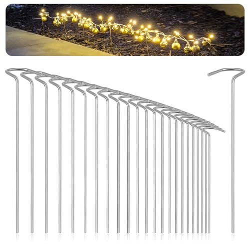 com-four® 25x stainless steel ground spike for fairy lights 19 cm - outdoor ground anchor for Christmas lights, garden lights, path lights - ground plug for decoration and lighting