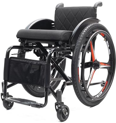 YXVSZB Silla De Ruedas Plegable Ligera Y Autopropulsada - Sillas Ruedas Deportivos Todoterreno - Reposapiés Plegable - Sillas Ruedas para Exteriores, Hogar Y Viajes(Orange-1,14.1 Seat Width)