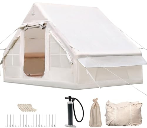 tienda inflable de instalación rápida familiar con ventana y puerta, desplegable con bolsa de almacenamiento, para acampar al aire libre