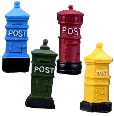 DIYEAH 4 Uds Cajas de cumpleaños Accesorios Micro Paisaje decoración Miniatura decoración Escritorio Room Decoration Modelo de buzón decoración de buzones de Resina