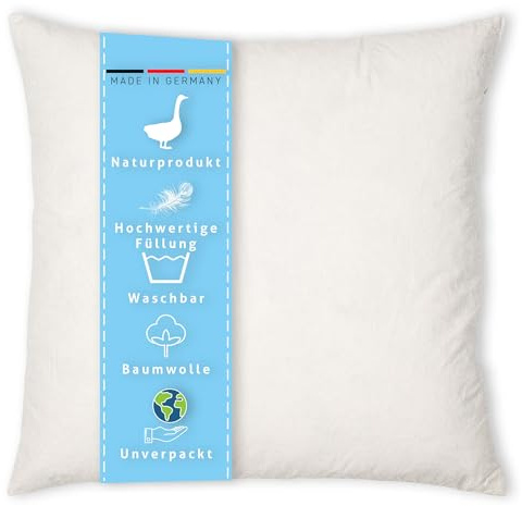 Kissenoutlet24 Federkissen 45x45cm Füllung 500g Bezug Baumwolle Farbe Creme Made in Germany
