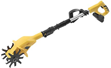 Motozappe senza fili, 20 V, mini fresa da giardino con asta telescopica, potente coltivatore senza fili, larghezza di lavoro 10 cm, terreno, apertura solchi, erbacce