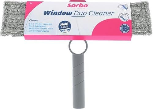 Sorbo Window Duo Cleaner – Fensterwischer & Einwascher in einem – Mit Mikrofaser & Gummilippe – Für streifenfreie Fenster – Kompatibel mit Multi-Click Teleskopstiel – Fensterreinigung leicht gemacht