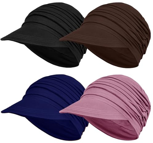 4 Pieces Soft Cancer Headwear for Women, Newsboy Cap Chemo Hats for Hair Loss