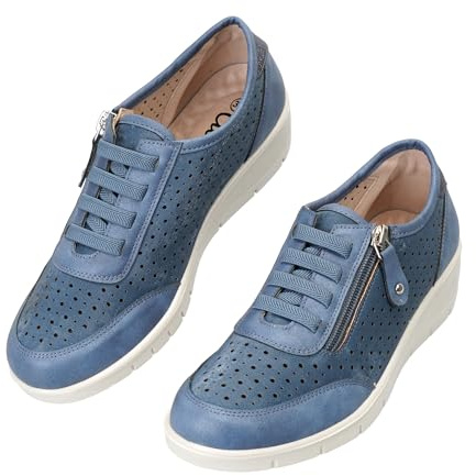 CLEIKS Sandali con Tacco Donna Loafers Plateau Antiscivolo Estate Scarpe Casual Sandali da Spiaggia Casual Comodi Mocassino (Blu, 36 EU, WCL260329-3)