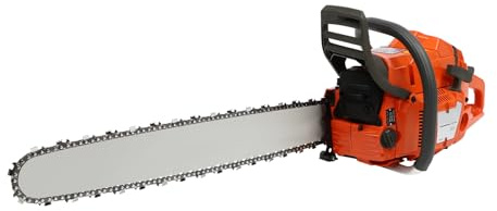 HUOMMGS Tronçonneuse à essence 65 CC 3400 W Tronçonneuse à essence 2 temps avec longueur de lame de 24 pouces, lunettes de protection, scie d'arboriculture professionnelle avec démarrage à la main