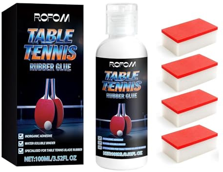 ROFPM Table Tennis Glue, Professional Water Based Ping Pong Rubber Adhesive | Table Tennis Racket Glue VOC Free, With Applicator Sponges, For Racket Rubber Replacement