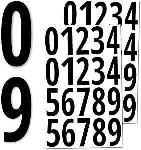 10 hojas de pegatinas con números, 7,6 x 2,5 cm, resistentes a la intemperie, color negro y blanco, autoadhesivas, para número de casa, números, letras adhesivas para buzón, letreros y número de