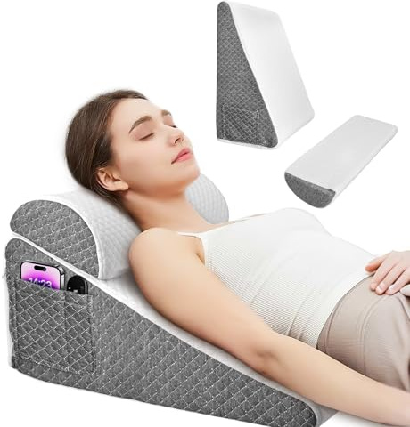 8 en 1 ajustable, cojín en cuña para cama de espuma viscoelástica 25D, cojín antirreflujo para adultos, cojín inclinado ortopédico para alivio de ronquidos, dolor de espalda, reflujo y piernas