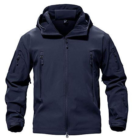 Casual Jackets for Men Winter Warm Comfy Hoodies Man Zip Pockets Windproof Thermal Soft Shell Fleece Hiking Fishing Jackets Men, Blue, XXX-Large (Tag 4XL)