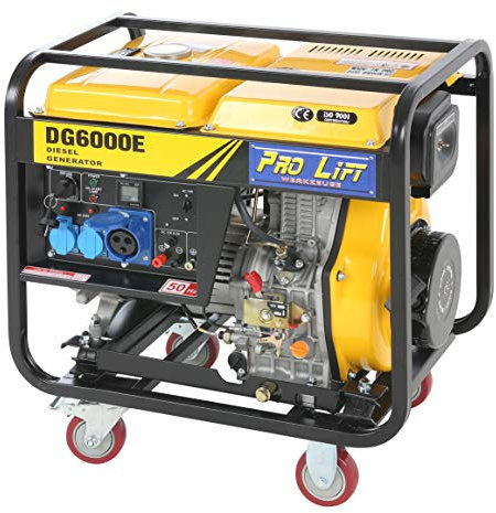 Pro-Lift-Werkzeuge Notstromerzeuger 5500W Elektro-Starter Stromerzeuger 4-Takt-Diesel-Motor Stromaggregat Generator 230V Notstromaggragat 5,5kW Stromgenerator