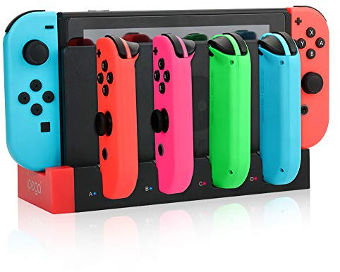 Dock di Ricarica Compatibile con Controller Joycons Switch, Stazione Dock per Caricabatterie Controller Switch per Caricabatterie Joy Con da 4Pezzi con Indicazione LED Lampione