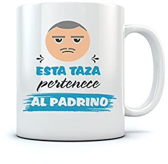 Tazas Bonitas con Frases y Dibujo - Taza De Desayuno para Familia - Regalo Padrino Original - Esta Taza Pertenece al Padrino