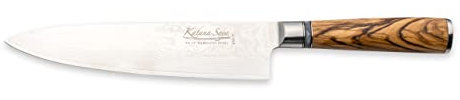 Katana Saya Olive Wood 20cm Chef's Knife, 67-Layer VG-10 Damascus Stainless Steel, Natural Olive Wood Handle