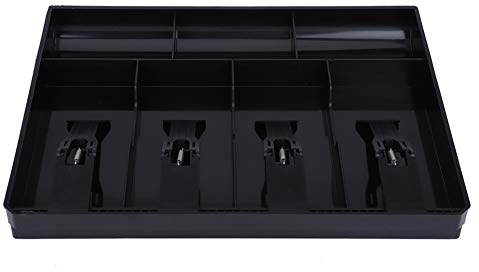 Vassoio per Soldi Cassetto per Registratore di Cassa Vassoio per Inserto Contenitore per Denaro Sostitutivo con 4 Scomparti per Banconote e 3 Scomparti per Monete(Nero)