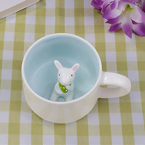 3D Hase Tasse aus Keramik, Kaninchen Geschenke Einzigartige Handgefertigte Kaffeetassen, Weihnachten Geschenk für Geburtstage, Frauen, Mädchen, Freundin (Hase)
