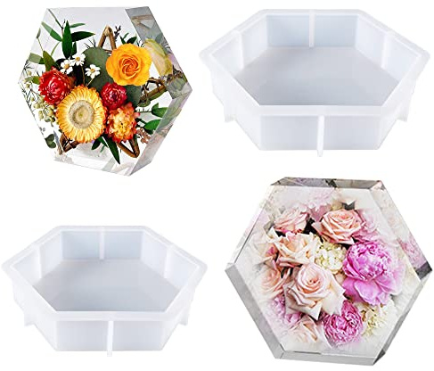 Yayatty 2 Size Hexagon Resin Molds, Book Organize Silicone Molds, Large Silicone Molds for Resin for Books, Office Home Decoration, Desktop Organizer, Gift