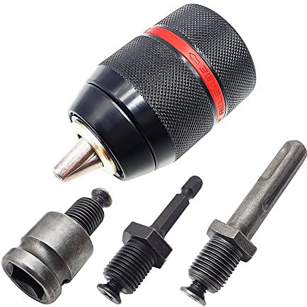 Hopbucan 1.5-13Mm Keyless Drill Chuck 1/2Inch-20UNF with SDS-Plus 1/4Inch Hex 1/2Inch Socket Square Wrench Adapter