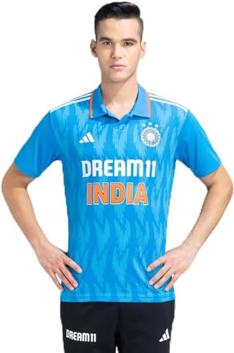 Adidas Dream 11 India Cricket ODI Fan Jersey (US, Alpha, Medium, Regular, Regular) Bright Blue