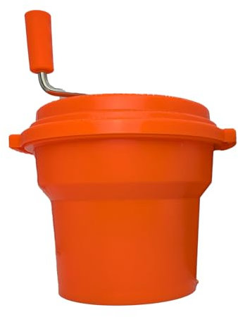 MUVELL Essoreuse à Salade 19 litres Ø 47 – Hauteur 57 cm (Mesure Externe, y Compris Couvercle) Arbre d’entraînement et Levier de Frein scellés Couleur Orange Sèche-Salade Professionnel et Domestique