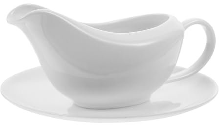 YARNOW Ceramic Sauce Pot with Ergonomic Handle and Drip-Free Spout for Gravy Salad Dressing Cheese Dip and Condiments Suitable for Home and Holiday Use 6.7 Inch