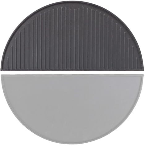 Wiltec Plaque de gril BBQ semi-circulaire – 46,7 x 22,8 x 1,5 cm – en Fonte – Barbecue Charbon de bois ou à gaz – Grillade Cuisson – Terrasse Jardin Plancha – Viande Légumes Poisson