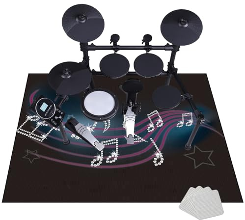140 x 120 cm Schlagzeugteppich Drum Teppich - Rutschfeste Trommel Teppiche - Professionelles rechteckiges Elektronisches Jazz Schlagzeug Kit für Bass Drum Snare Drum und andere Instrumente Teppich
