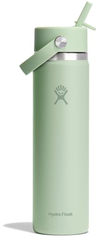 Hydro Flask 24 Oz Wide Flex Straw Cap Bottle - Insulated Stainless Steel - Wide Straw Lid, Non Spill, Leakproof in Aloe