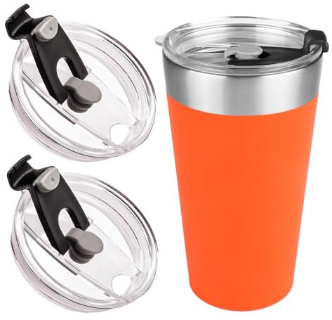 2Pack Replacement Lids Compatible with Stanley 16oz Beer Pint Glass, Leak-Proof & Insulated Lid for Stacking Metal Drinking Tumbler (White-2Lid)