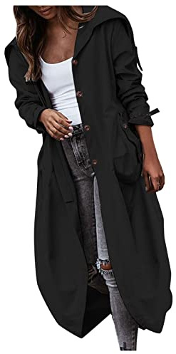 Generisk vindjacka dam lätt lång trenchcoat övergångsjacka säckig vindtät vindjacka vårjacka klassisk revers knappslå damjackor med fickor enfärgad ledig damkappa