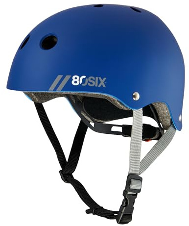 80SIX Multi-Sport Skateboard Helmet for Kids Teens&Adults-Certified Hardshell Protective Scooter&Bike Helmet with Fit Dial for Bike, Skateboard, BMX&Inline Skate,Navy Matte,S/M