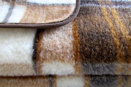 Alpenwolle New Karo - Manta (100% lana merino, fabricada en Alemania, 150 x 200 cm)