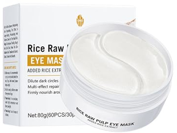 Masque pour les Yeux au Riz, Réduit les Rides et Ridules de manière Visible, Hydratation Profonde et Durables bienfaits, Atténue les Cernes et Poches sous les Yeux, Illumine le Contour des Yeux