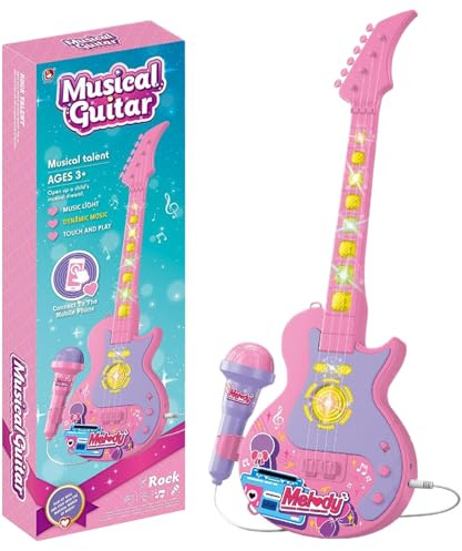 Set chitarra e microfono per bambini con musica e luce Chitarra microfono 2 in 1 per bambini piccoli