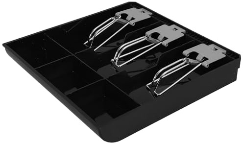 POPETPOP Three-Compartment Cash Drawer Tray with Metal Clip Money Storage Organizer for Retail and Office Use Cash Register Insert for Coins and Bills