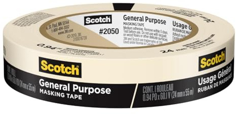 Scotch General Purpose Masking Tape, Tan, Tape for Labeling, Bundling and General Use, Multi-Surface Adhesive Tape, 0.94 Inches x 60 Yards, 1 Roll