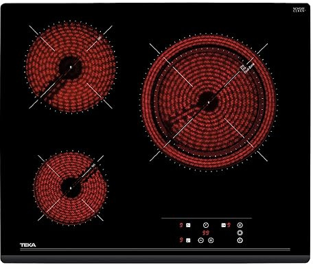 TEKA Vitrocerámica 60 cm, 3 Zonas, Touch Control, Función Golpe de Cocción, Cronómetro, Sistema Fast-Click, Modelo TZ 6317
