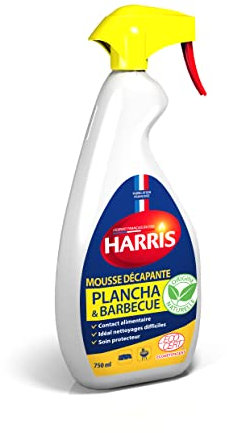 HARRIS - Nettoyant plancha et Barbecue - Mousse décapante - Idéal nettoyages difficiles - Soin protecteur - Apte contact alimentaire - Origine naturelle - Ecocert - Fabrication Française - 750ml