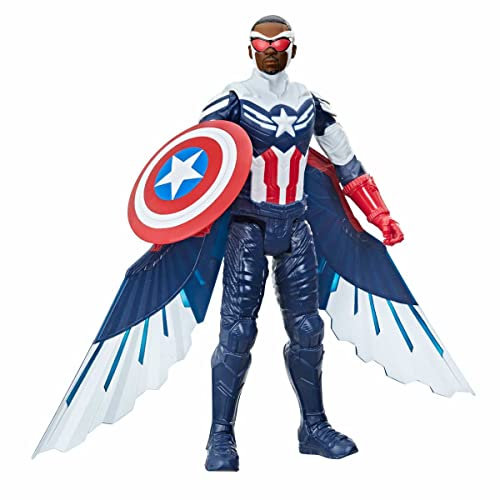 Marvel Studios Avengers Titan Hero Series - Figura de 30 cm del Capitán América - Incluye alas - Edad: 4 años en adelante