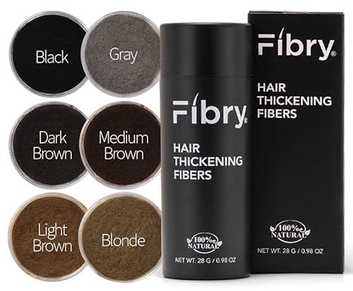 FIBRY Polvere Volumizzante Capelli con Fibre 100% Naturali, Infoltimento Immediato di Stempiatura o Capelli Fini, Rimedio Istantaneo Contro Diradamento e Calvizie, 28gr Castano Chiaro (Light Brown)