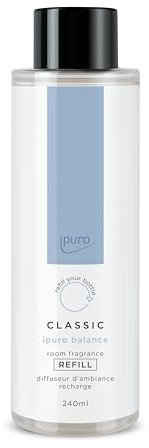 ipuro Classic Raumduft Nachfüllflasche BALANCE 240ml | Raumerfrischer mit maritimen Noten, Orange & Bergamotte, Wasserlilie & weißem Tee | Nachfüller für Diffuser mit Stäbchen | Lufterfrischer Refill