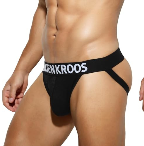 Casey Kevin Jockstrap Herr Stringtrosa Andningsbara Trosor Sport String Stringtrosa Män Suspension Testiklar Underkläder, K1-svart, L