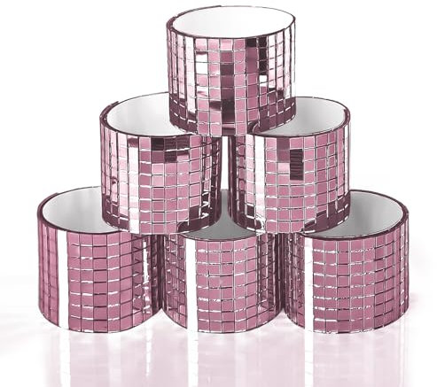 Art3dwallpanels Azulejos de mosaico autoadhesivos, espejo cuadrado de cristal, para manualidades, decoración (arbie rosa|6 unidades)