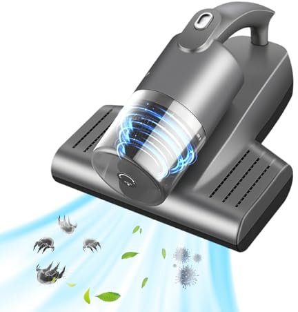 Bewinner 15Kpa Mattress Vacuum Cleaner, 2000mAh Handheld Bed Vacuum Cleaner, 57000RPM Cordless Handheld Vacuum, Dust Mite Remover Vacuum with UV C Light, Ultrasonic for Bed Sofa